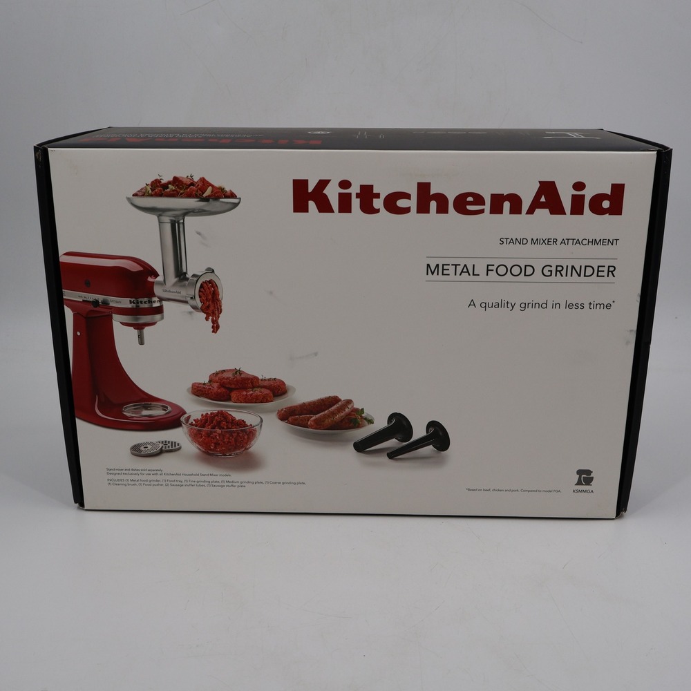 KitchenAid Metal Food Grinder Attachment Silver KSMMGA Brand New